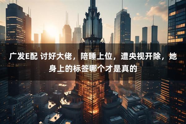 广发E配 讨好大佬,陪睡上位,遭央视开除,她身上的标签哪个才是真的