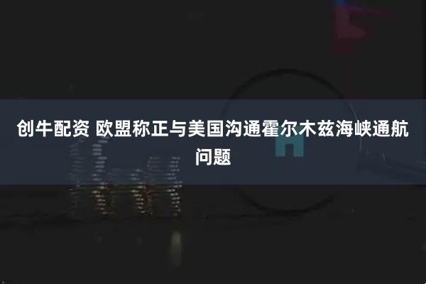 创牛配资 欧盟称正与美国沟通霍尔木兹海峡通航问题