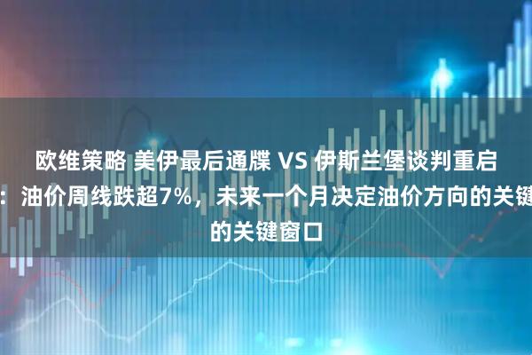 欧维策略 美伊最后通牒 VS 伊斯兰堡谈判重启预期：油价周线跌超7%，未来一个月决定油价方向的关键窗口