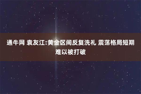 通牛网 袁友江:黄金区间反复洗礼 震荡格局短期难以被打破